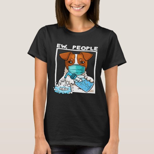Jack Russell Dog Wearing Facemask Hand Sanitizer E T-shirt (Voorkant)
