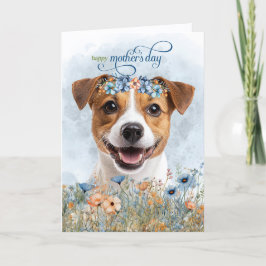 Jack Russell Dog Wildflowers Mother's Day Feestdagen Kaart