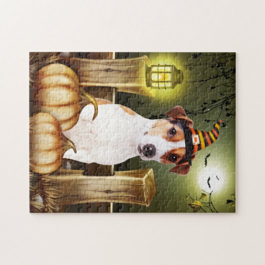 Jack Russell Dog Witch Pet Halloween Gift Idee Legpuzzel (Horizontaal)