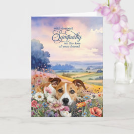 Jack Russell Dog with Wildflowers Pet Sympathy Kaart