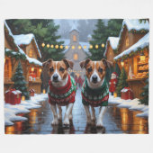 Jack Russell Dogs Christmas Snow Holiday Fleece Deken (Voorkant (Horizontaal))