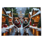 Jack Russell Dogs Christmas Snow Holiday Groot Cadeauzakje (Voorkant)