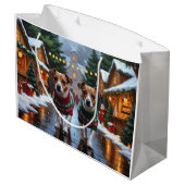 Jack Russell Dogs Christmas Snow Holiday Groot Cadeauzakje (Achterkant Gekanteld)
