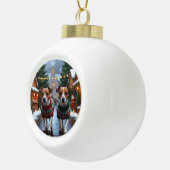 Jack Russell Dogs Christmas Snow Holiday Keramische Bal Ornament (Rechts)