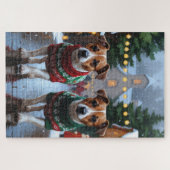 Jack Russell Dogs Christmas Snow Holiday Legpuzzel (Horizontaal)