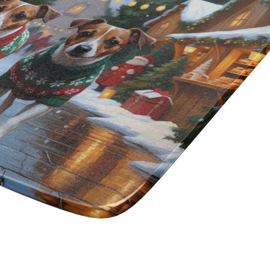 Jack Russell Dogs Christmas Snow Holiday Snijplank (Hoek)