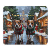 Jack Russell Dogs Christmas Snow Holiday Snijplank (Voorkant)