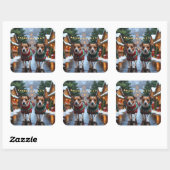 Jack Russell Dogs Christmas Snow Holiday Vierkante Sticker (Vel)