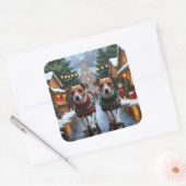 Jack Russell Dogs Christmas Snow Holiday Vierkante Sticker (Envelop)