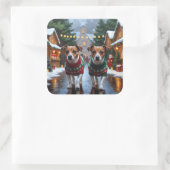 Jack Russell Dogs Christmas Snow Holiday Vierkante Sticker (Tas)