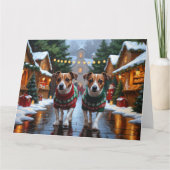 Jack Russell Dogs Kerstmis Sneeuw Vakantie Kaart (Voorkant)
