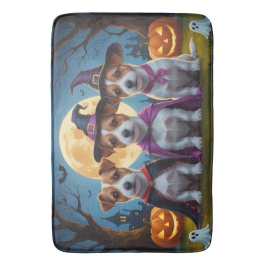 Jack Russell Dogs Pumpkin Halloween Grappig Badmat (Voorkant Verticaal)