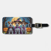 Jack Russell Dogs Pumpkin Halloween Grappig Bagagelabel (Voorkant horizontaal)