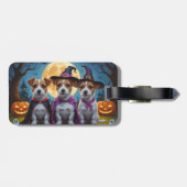 Jack Russell Dogs Pumpkin Halloween Grappig Bagagelabel (Achterkant horizontaal)