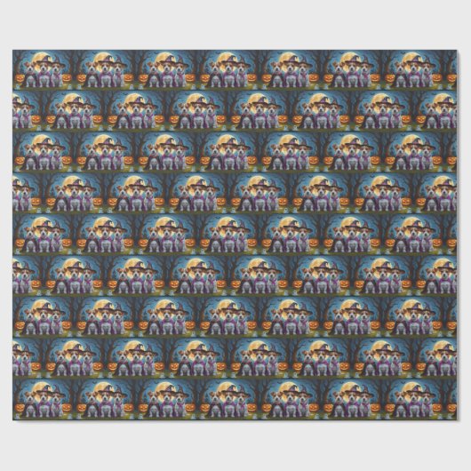 Jack Russell Dogs Pumpkin Halloween Grappig Cadeaupapier (Vlak)