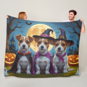Jack Russell Dogs Pumpkin Halloween Grappig Fleece Deken