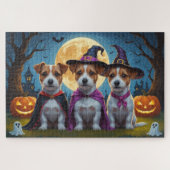 Jack Russell Dogs Pumpkin Halloween Grappig Legpuzzel (Horizontaal)