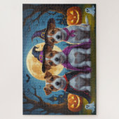 Jack Russell Dogs Pumpkin Halloween Grappig Legpuzzel (Verticaal)