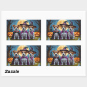 Jack Russell Dogs Pumpkin Halloween Grappig Rechthoekige Sticker (Vel)