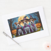 Jack Russell Dogs Pumpkin Halloween Grappig Rechthoekige Sticker (Envelop)