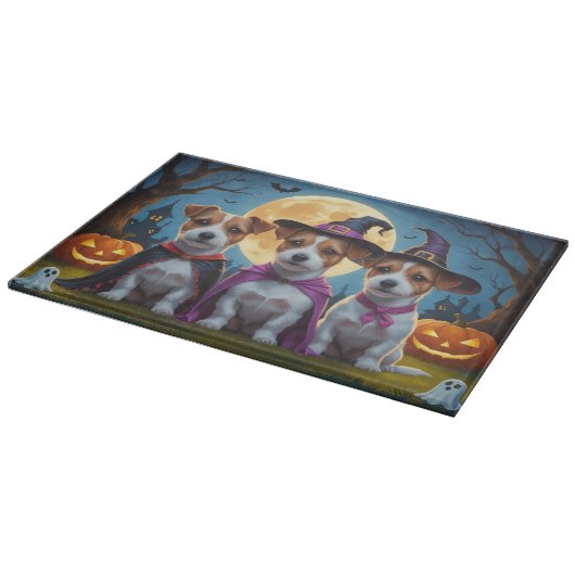 Jack Russell Dogs Pumpkin Halloween Grappig Snijplank (Hoek)