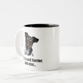 Jack russell doodsbang, wat nog meer... tweekleurige koffiemok (Voorkant links)