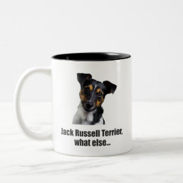 Jack russell doodsbang, wat nog meer... tweekleurige koffiemok
