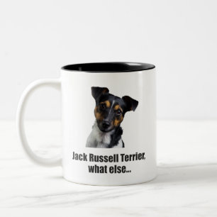 Jack russell doodsbang, wat nog meer... tweekleurige koffiemok