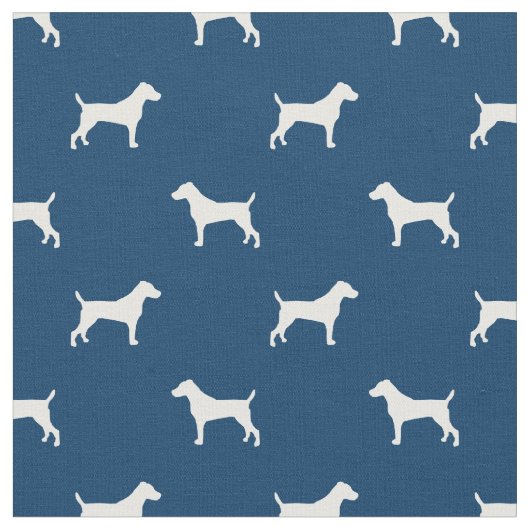 jack russell doodsnavy blue silhouette stof (Close Up)