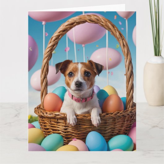 Jack Russell Easter Eggs Kaart (Voorkant)