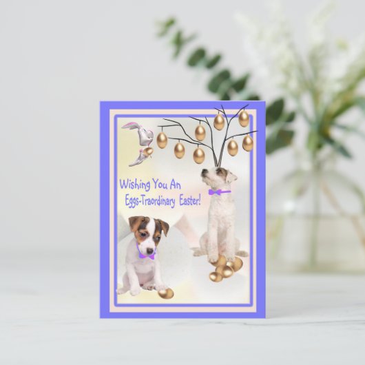 Jack Russell Eggs - Buitengewone paaswensen Feestdagenkaart (Staand voorkant)