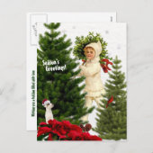  Jack Russell en Red Poinsettias Briefkaart (Voorkant / Achterkant)