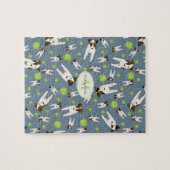 Jack Russell en tennisballen schattig hondpatroon Legpuzzel (Horizontaal)