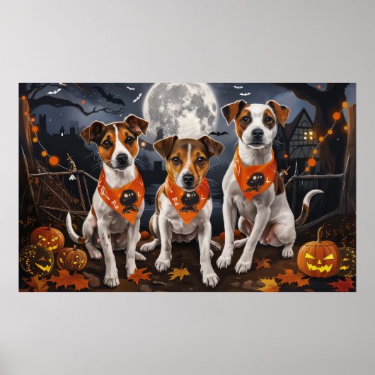 Jack Russell Halloween Griezelen Poster (Voorkant)