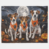 Jack Russell Halloween Griezelig Fleece Deken (Voorkant (Horizontaal))