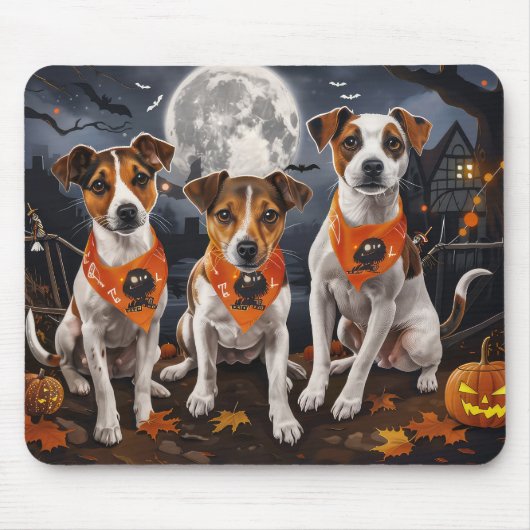 Jack Russell Halloween Griezelig Muismat (Voorkant)