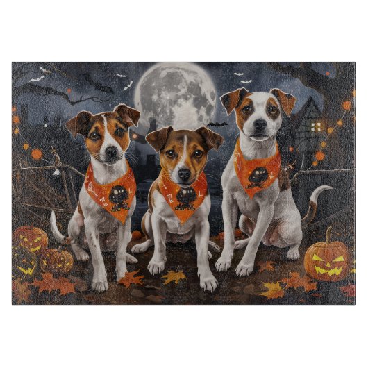 Jack Russell Halloween Griezelig Snijplank (Voorkant)