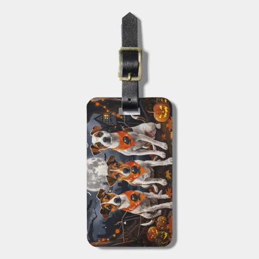 Jack Russell Halloween Spooky Bagagelabel (Voorkant verticaal)