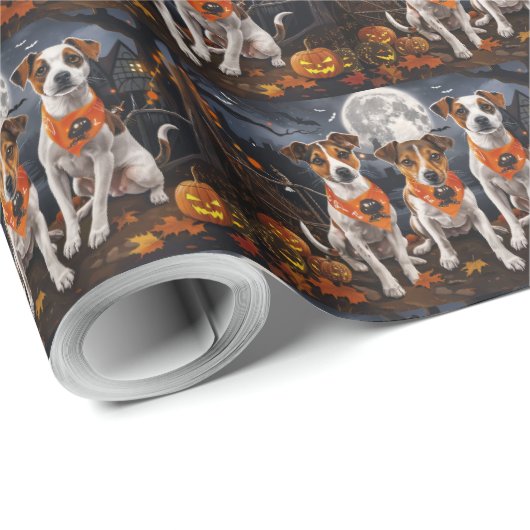 Jack Russell Halloween Spooky Cadeaupapier (Rol Hoek)