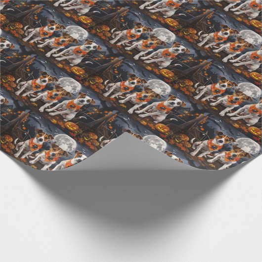 Jack Russell Halloween Spooky Cadeaupapier (Hoek)