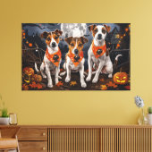 Jack Russell Halloween Spooky Canvas Afdruk (Insitu (Woonkamer))