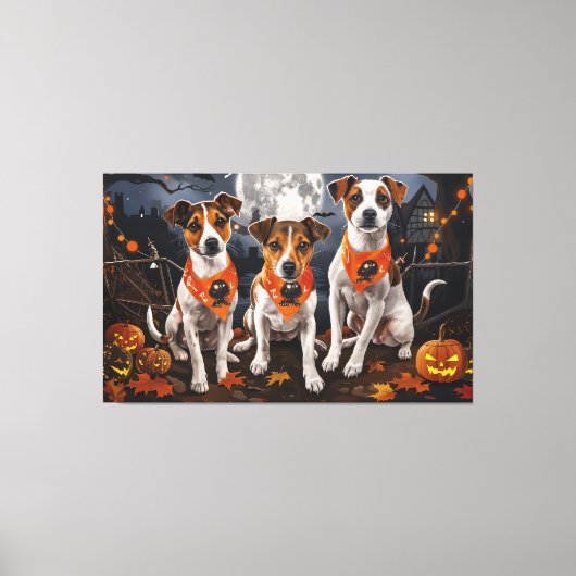Jack Russell Halloween Spooky Canvas Afdruk (Voorkant)