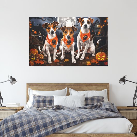 Jack Russell Halloween Spooky Canvas Afdruk (Insitu (Slaapkamer))