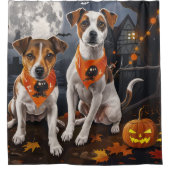 Jack Russell Halloween Spooky Douchegordijn (Voorkant)