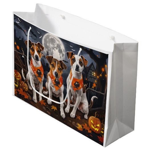 Jack Russell Halloween Spooky Groot Cadeauzakje (Voorkant Gekanteld)