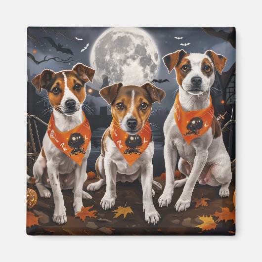 Jack Russell Halloween Spooky Magneet (Voorkant)