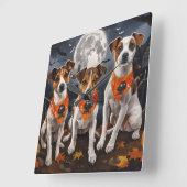 Jack Russell Halloween Spooky Vierkante Klok (Hoek)