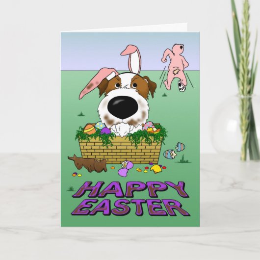 Jack Russell Happy Easter Kaart (Voorkant)