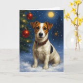 Jack Russell Holiday  Kaart (Gele Bloem)