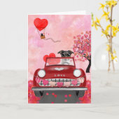 Jack Russell-hond auto met harten Valentijnsdag Kaart (Gele Bloem)